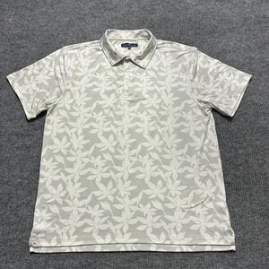 Simply Southern Mens Polo Shirt Size XL Gray Tropical Leaf Pattern Short Sleeve